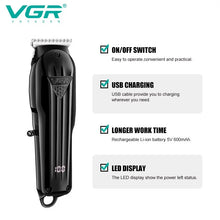 Load image into Gallery viewer, VGR Hair Trimmer Professional Hair Clipper Electric T-Blade Hair Cutting Machine 0mm LED Display Barber Trimmer for Men V-982
